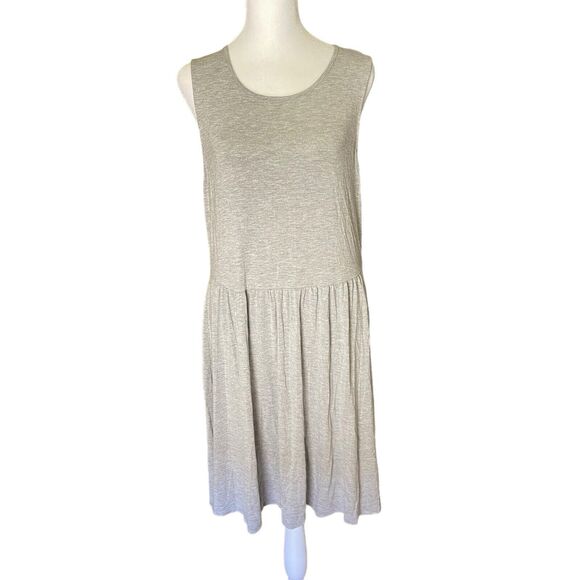 Old Navy Large Sheath Dress Gray Sleeveless Keyhole Tie Back Stretch - Picture 1 of 7